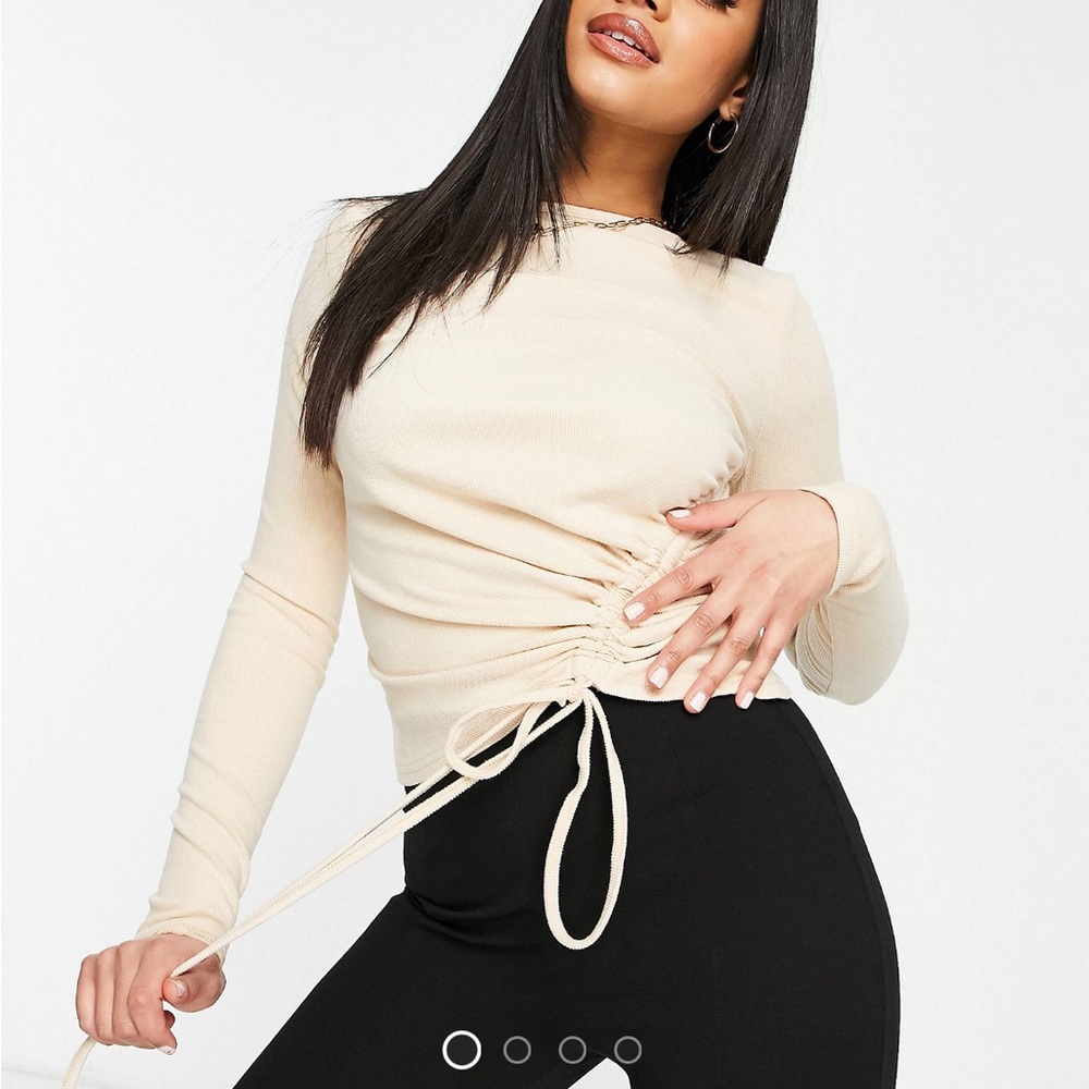 ruched tie detail shirt in cream